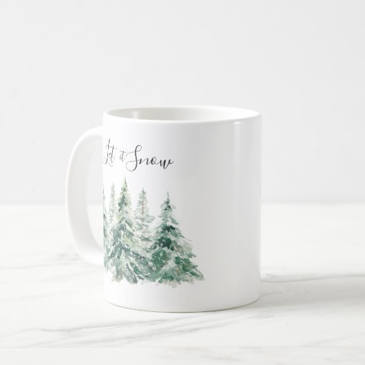 Mug Laisser l'aquarelle de neige sapin de Noël (Devant gauche)