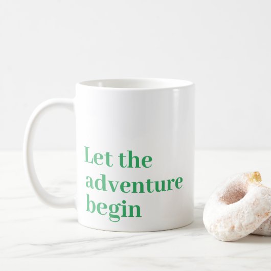 Mug Laisser l'aventure commencer Green script Monogram (Avec donut)