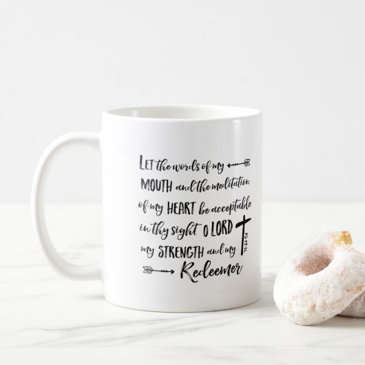 Mug Laisser les paroles de ma bouche, Ps 19:14 (Avec donut)