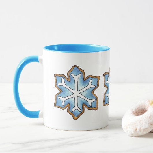 Mug Laisser Neige Bleu Noël Hanoukka Vacances d'hiver (Avec donut)