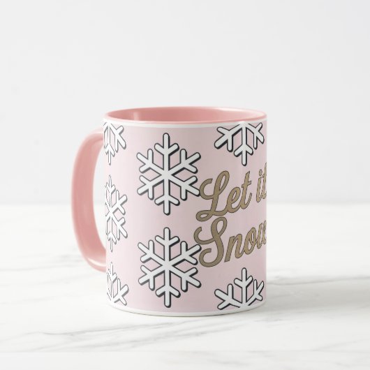 Mug Laisser Neige Rose Blanc Combo Musique (Devant gauche)