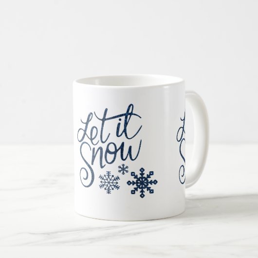 Mug Laisser neiger hiver Parties scintillant Bleu Scri (Devant droit)