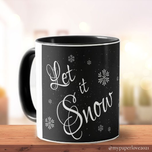 Mug Laisser neiger Noir Blanc mignon Neige Flake Noël