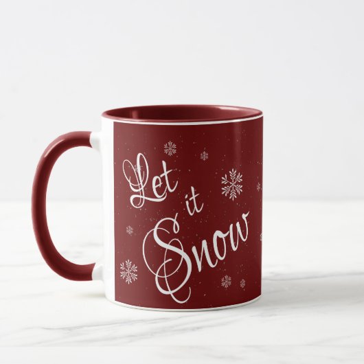 Mug Laisser neiger Rouge Blanc mou Neige Flake Noël (Gauche)
