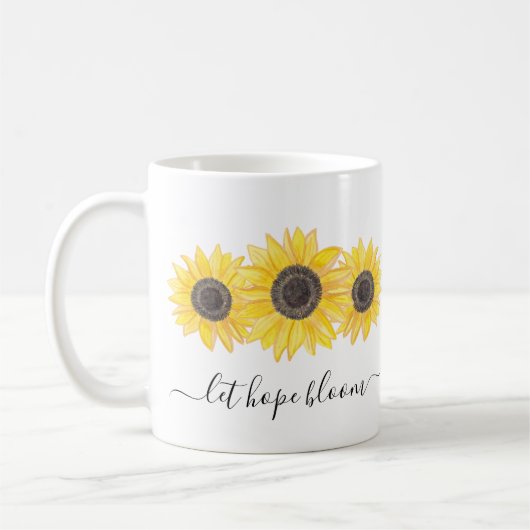 Mug Laissez Hope Bloom citer la floraison de tournesol (Gauche)