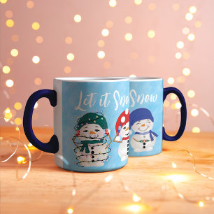 Mug Laissez-le neiger Festif Snowmen Aquarelle Noël