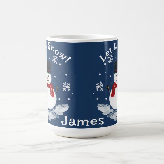 Mug Laissez-le neiger Snowman PERSONNALISER le cacao (Centre)