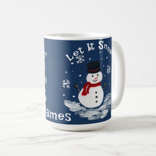 Mug Laissez-le neiger Snowman PERSONNALISER le cacao (Devant droit)