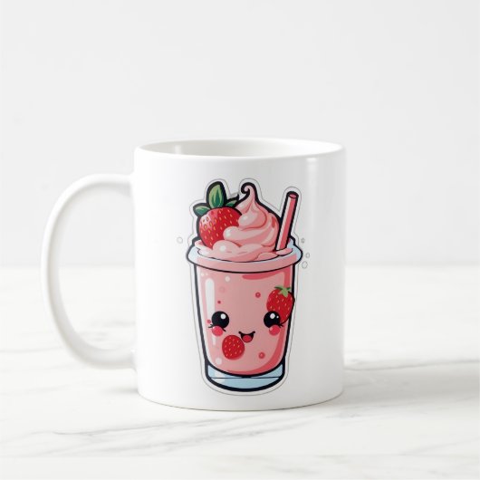 Mug lait de fraise kawaii mignon et beau (Gauche)