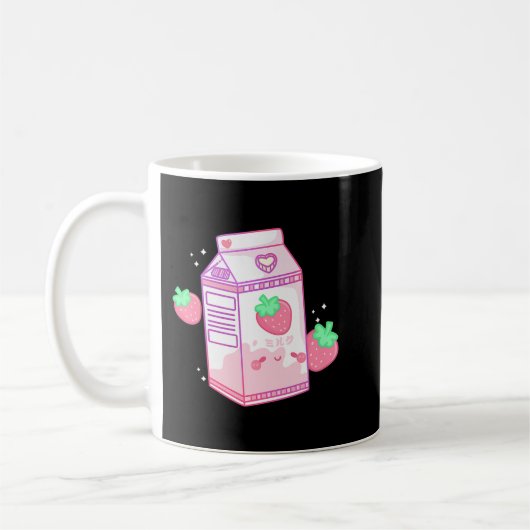 Mug Lait de fraise rose mignonne Japonais Kawaii Retro (Gauche)