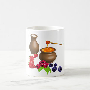 Mug Lait et miel avec baies Alimentation rustique