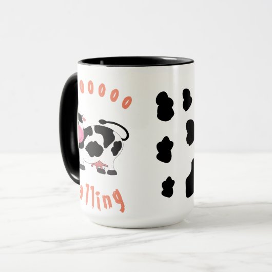 Mug Lait Moo-ments mignon vache buvant lait rappel (Devant gauche)