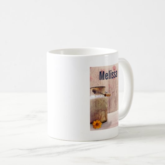 Mug Lait rustique peut style rustique sur bois (Devant droit)