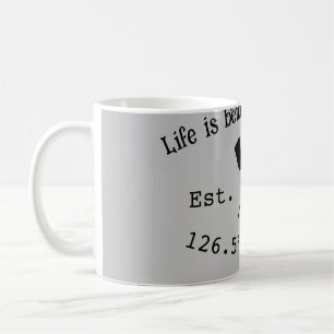 Mug Lake house et. Date année coordonnées personnalisé