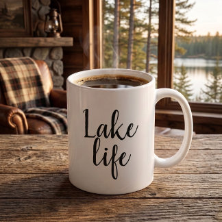 Mug Lake Life House Chic Typographie Simple