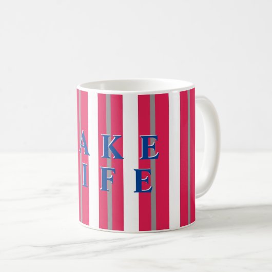 Mug Lake Life Rouge Blanc rayé (Devant droit)