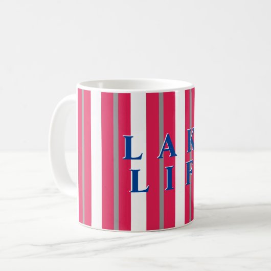 Mug Lake Life Rouge Blanc rayé (Devant gauche)