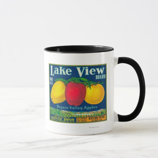 Mug Lake View Apple Étiquette - Watsonville, CA (Droite)