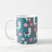Mug Lama (alpaga) floral et grunge de turquoise (Gauche)
