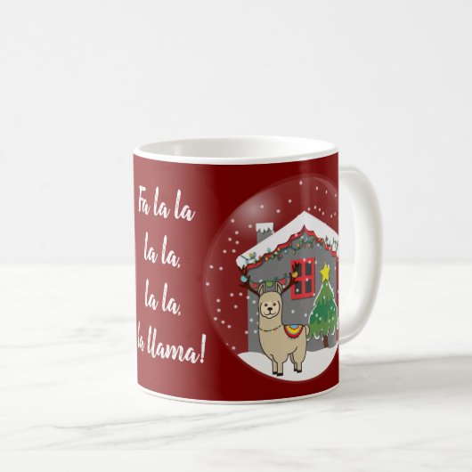 Mug Lama de Snowglobe avec l'arbre et la Chambre de (Devant droit)