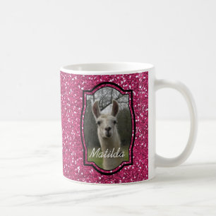 Mug Lama lumineux de scintillement de N dans les roses
