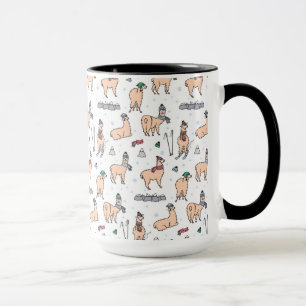 Mug Lamas dans le motif de ski de casquettes et