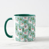 Mug Lamas mignons sur le motif turquoise (Gauche)