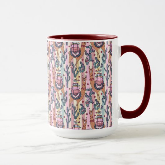 Mug Lamas sur le motif de rayures (Droite)