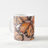Mug L'amiral rouge papillons Arrière - plan rose (Devant gauche)