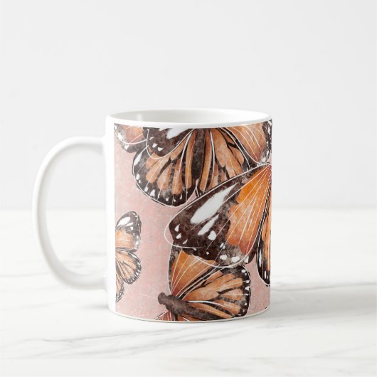 Mug L'amiral rouge papillons Arrière - plan rose (Gauche)