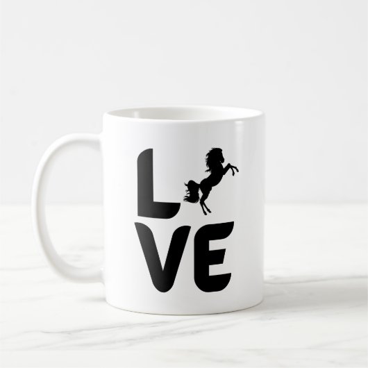Mug L'amour avec le cheval comme "O" (Gauche)