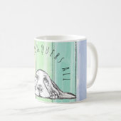 Mug l'amour conquiert tout chien arc-en-ciel basset ho (Devant droit)