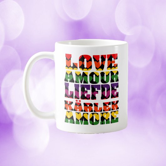 Mug L'amour dans plusieurs langues Arc-en-ciel foncé