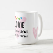 Mug L'AMOUR Est Belle Dans Toutes Ses Formes Coeurs (Devant droit)