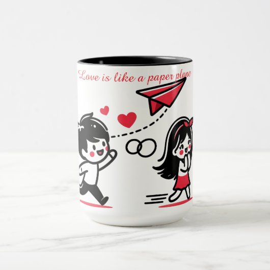 Mug L'amour est comme un avion en papier (Centre)