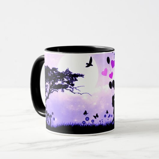 Mug "l'amour est dans l'air' deux toned mug. (Devant gauche)