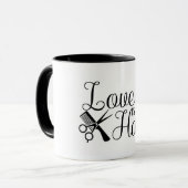 Mug L'Amour Est Dans Les Cheveux/Coiffeuses (Devant gauche)