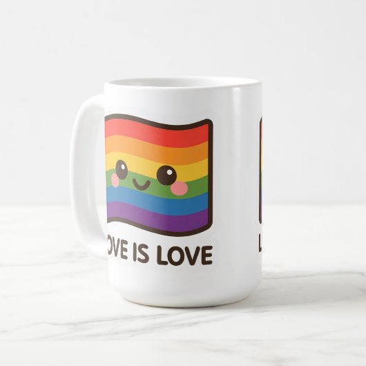 Mug L'amour est l'amour - Kawaii Rainbow Design (Devant gauche)