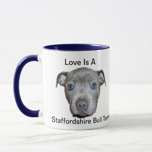 Mug L'Amour Est Un Logo Et Un Chiot Qui Serment (Gauche)