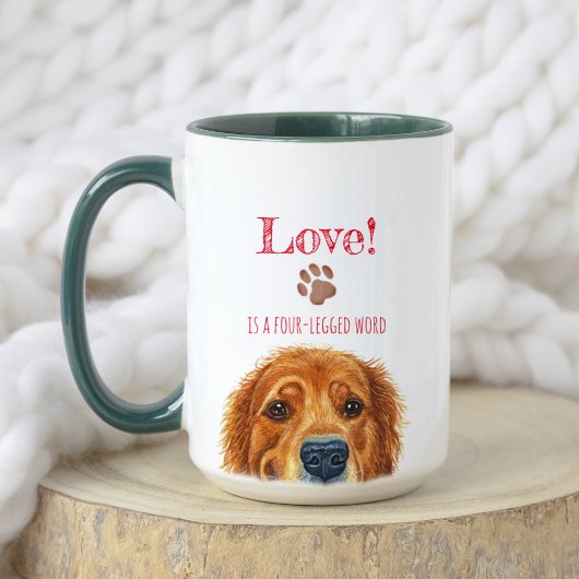 Mug L'amour est un mot à quatre pattes | Retrieur d'or