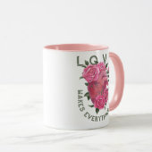 Mug L'amour fait tout grandir - Art Floral Romantique (Devant droit)