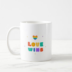 Mug L'amour gagne avec un coeur arc en ciel