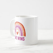 Mug L'amour gagne Lesbian Rainbow (Devant gauche)