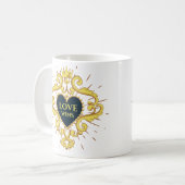 Mug L'amour gagne Valentines Gold Couronne Frame (Devant gauche)