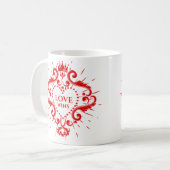 Mug L'amour gagne Valentines Red Couronne Frame (Devant gauche)