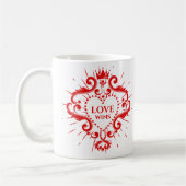 Mug L'amour gagne Valentines Red Couronne Frame (Gauche)
