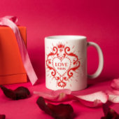 Mug L'amour gagne Valentines Red Couronne Frame