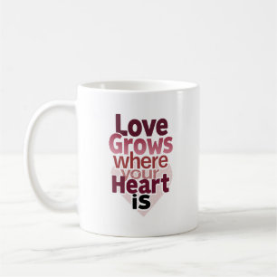 Mug L'Amour Minimaliste Grandit Là Où Votre Coeur Est