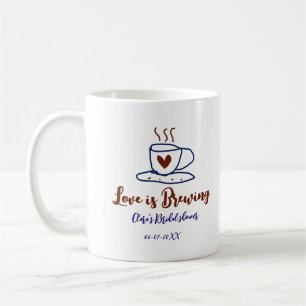 Mug L'amour se prépare mariage marron bleu personnalis
