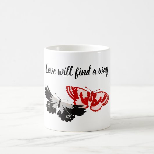 Mug L'Amour Trouvera Un Moyen Avec Les Papillons Vinta (Centre)